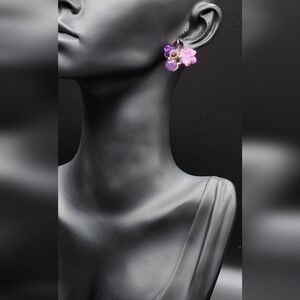 Purple Floral Crystal Stud Earrings | Elegant Bloom Design